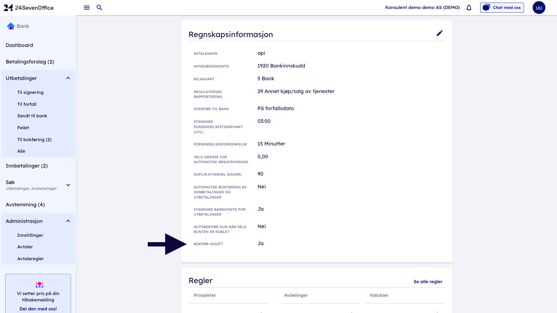 NO 24SO Bank - Bokfør avgift
