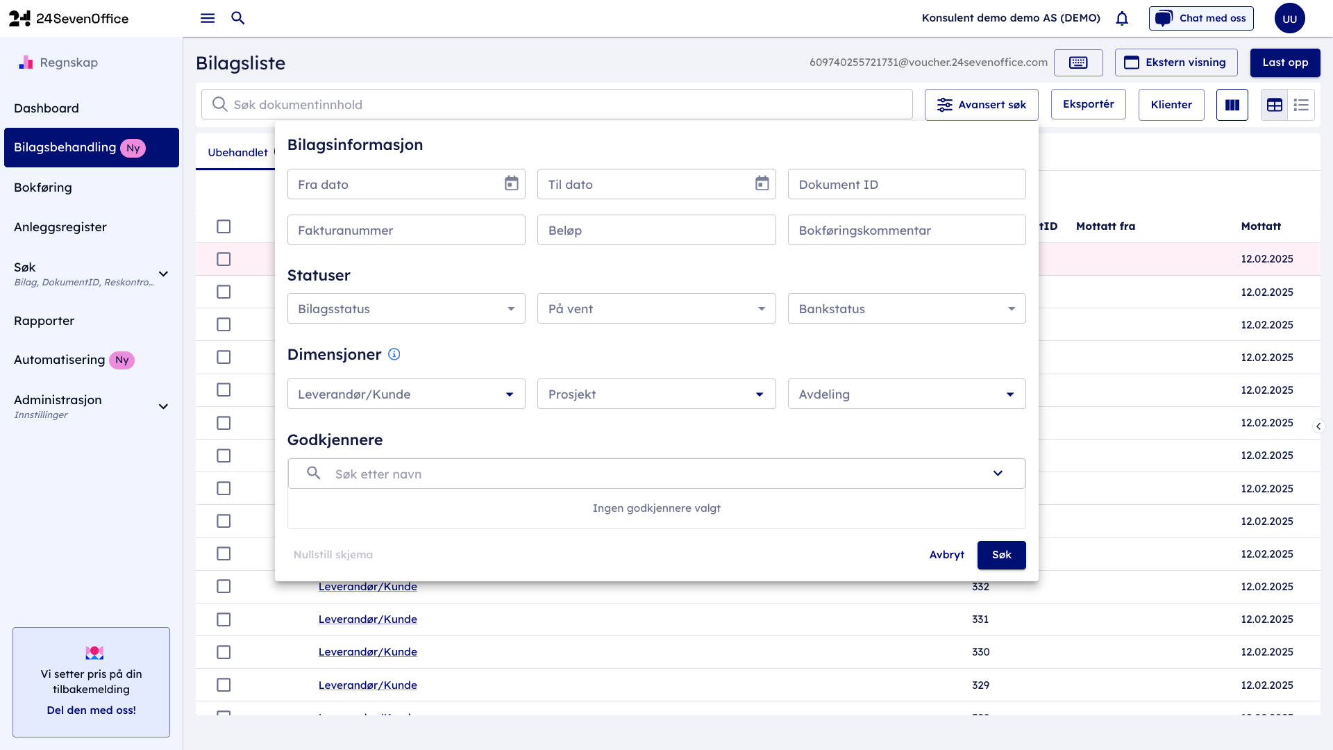 NO 24SO Bilagsflyt - Avansert søk