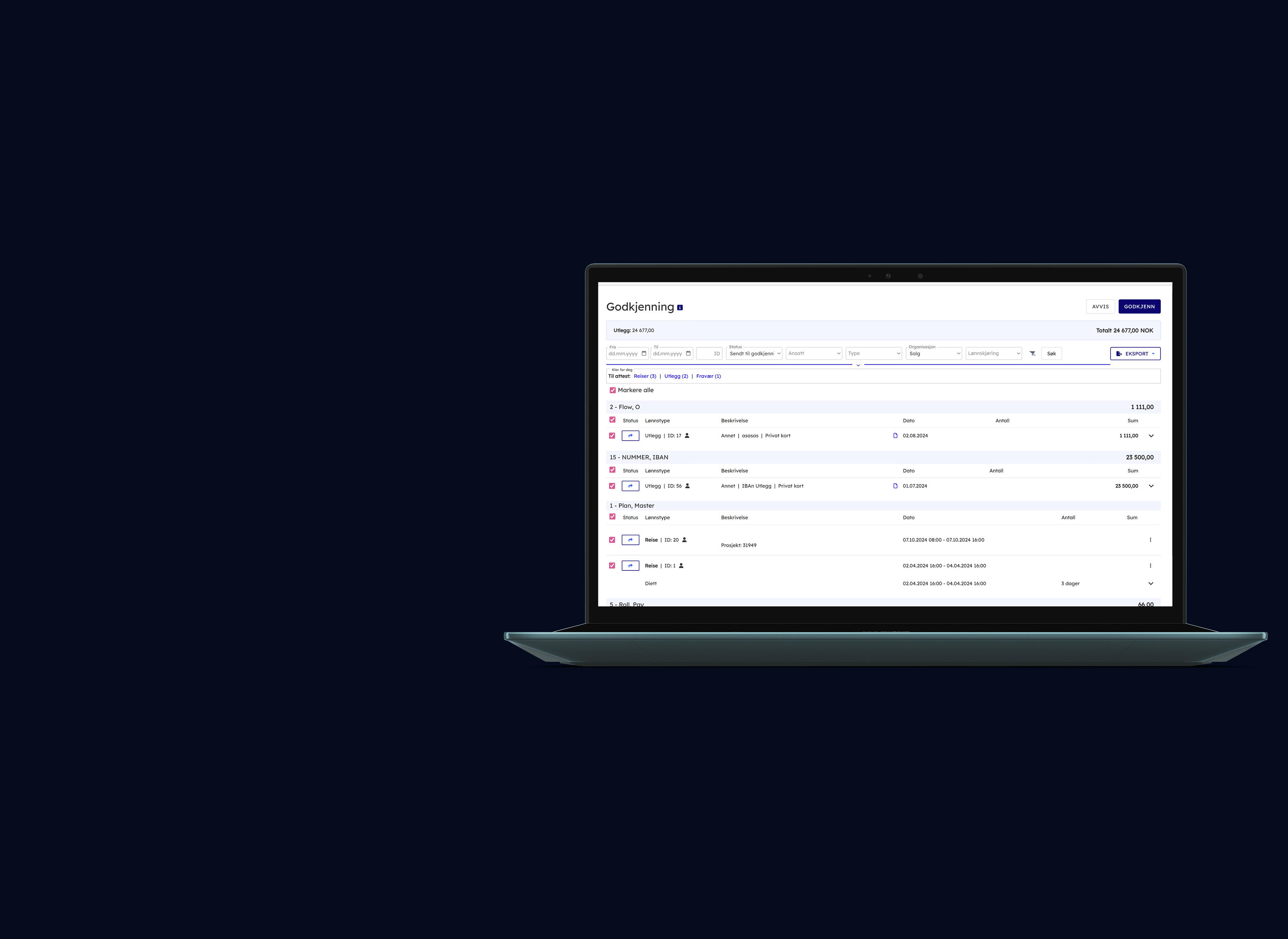 24Payroll godkjenning og attestering mockup