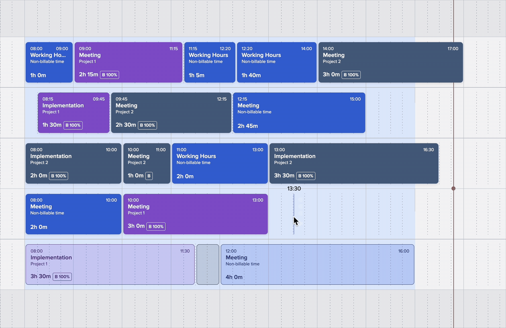 Time tracking with drag-and-drop functionality